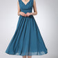 Blue chiffon dress maxi dress women long dress prom dress 1213#
