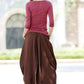 womens linen skirts brown bud skirt long skirt maxi skirt casual skirt (1026)