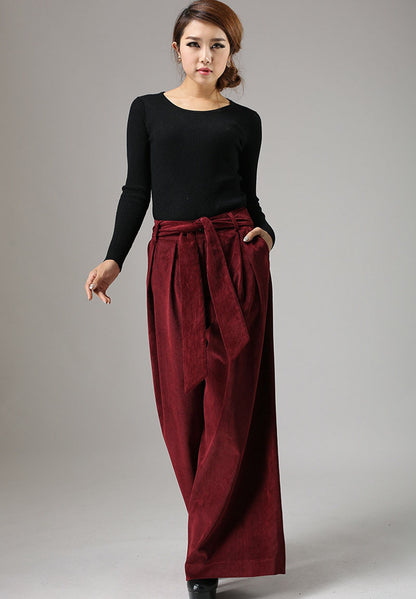 Corduroy wild leg palazzo pants 0749#