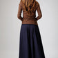 Blue linen skirt maxi skirt women long skirt (900)