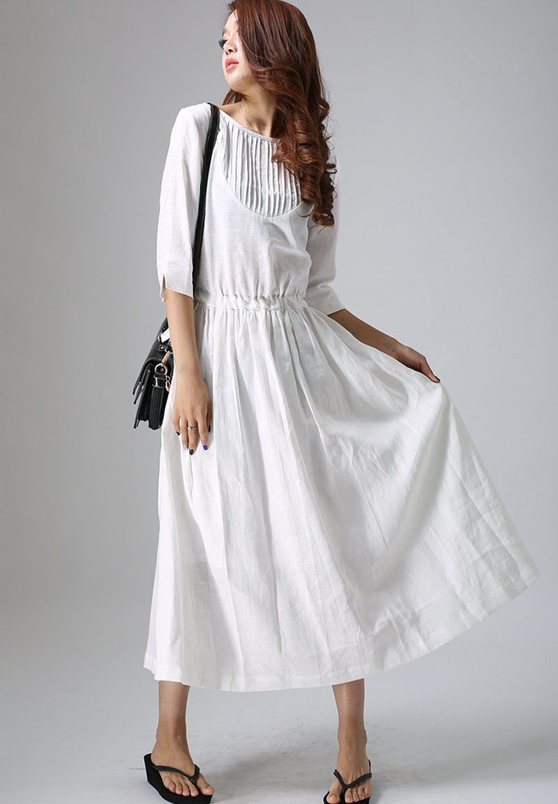 womne's long White maxi dress 0803# – Xiaolizi