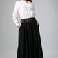 Black long pleated maxi skirt, sofe linen skirt 0904#