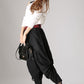 Casual Black pants woman long linen trousers 0850#