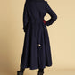 Classical Blue wool maxi  Coat for winter 0475#