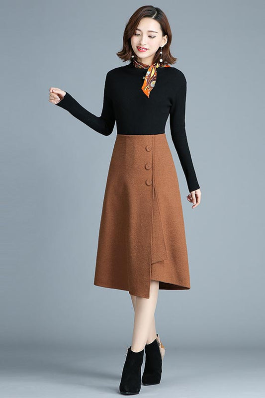 Irregular fall  a-line high waist skirt S014