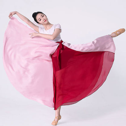 Red Chiffon Wrap Skirt - Reversible Big Swing Silhouette 2934