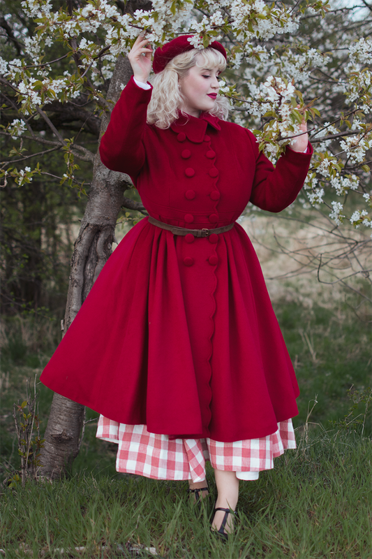 Winter Princess Red Double-breasted Wool Coat 3577