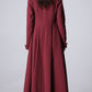 Long jacket wine red linen jacket women jacket (1169)