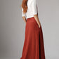 Dark red skirt linen skirt maxi women skirt 1035#