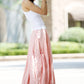 Pink linen skirt women's maxi skirt in summer (1023)