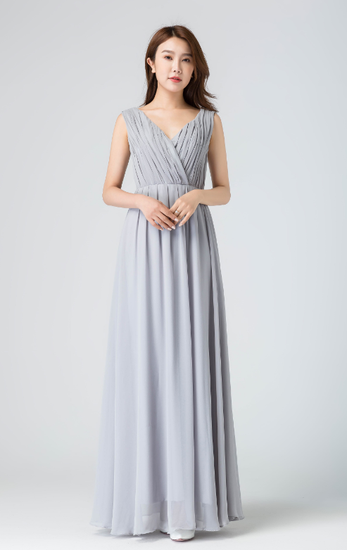 V Neck Ruched Chiffon Wedding Dress 1911 Xiaolizi V Neck Ruched Chiffon Wedding Dress 1911 Xiaolizi
