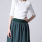 Green linen skirt mini skirt women skirt (1189)