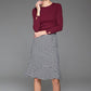 Knee Length Skirt Black and White Pattern Skirt Fishtail skirt 1439#