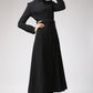 Long Black Dress Coat with Mandarin Collar 0717#