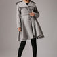 Gray jacket midi wool dress coat 0755#