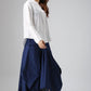 Irregular blue skirt casual linen dress woman maxi skirt custom made (824)