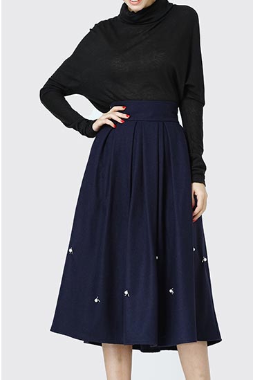 Strapless high waist upset skirt with studded beads skirt S001