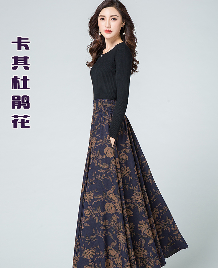 Floral midlife pleated skirt for women S011