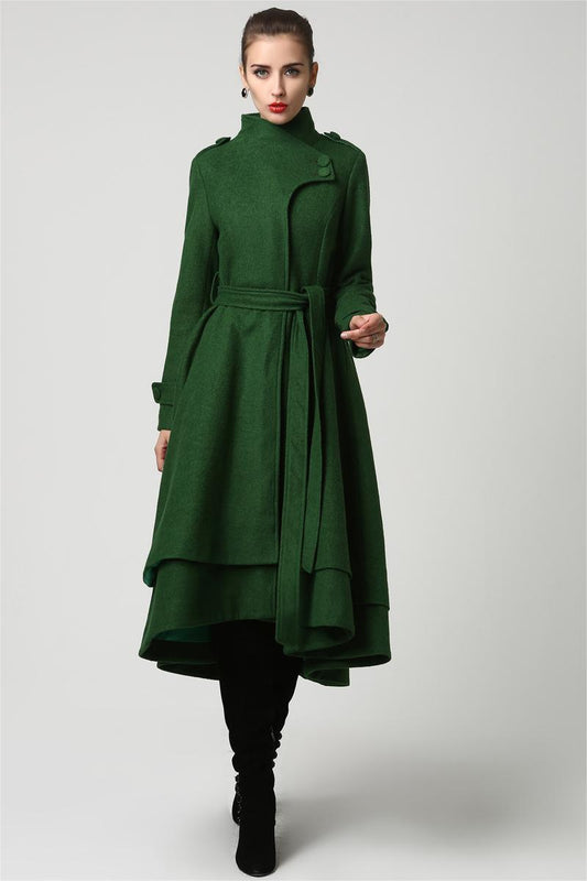 Vintage Inspired Asymmetrical Wool Coat 1112