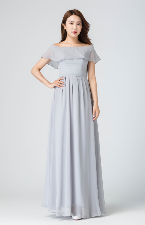 Grey Chiffon Bridesmaid Dress Off Shoulder Floor Length Gown Xiaolizi Grey Chiffon Bridesmaid Dress Off Shoulder Floor Length Gown Xiaolizi