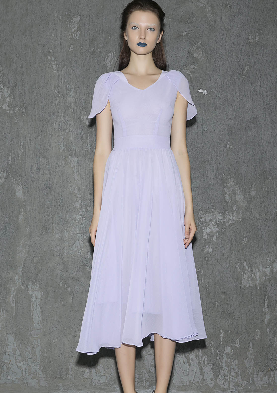 Purple chiffon dress maxi prom dress (1311)