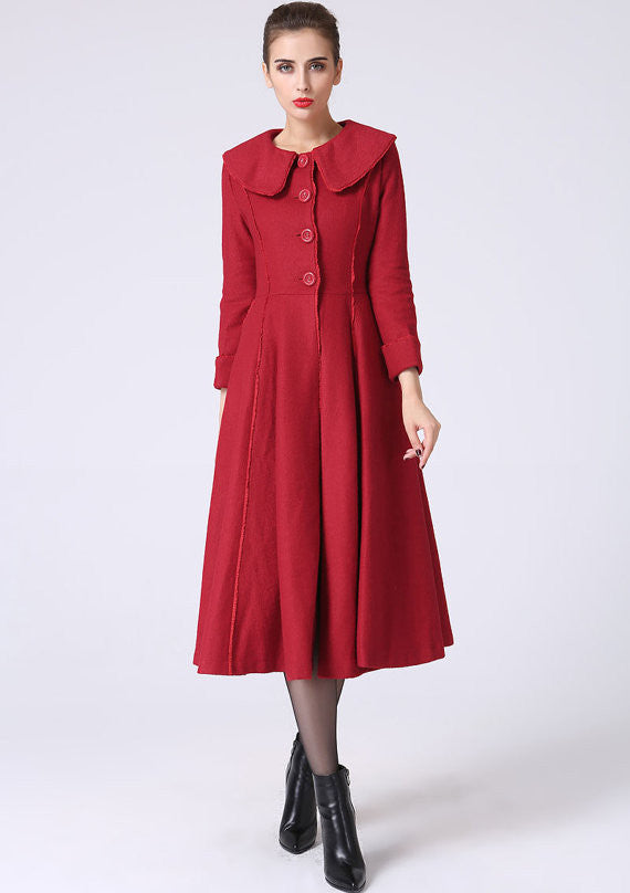 Red cashmere coat winter coat warm women coat 1065#