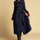 Classical Blue wool maxi  Coat for winter 0475#