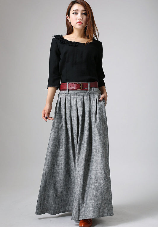 Vintage Inspired Burgundy Winter Maxi Wool Skirt 3150 – XiaoLizi