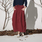 Wine red skirt casual linen skirt woman maxi skirt custom made (1162)