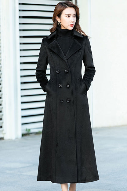 double breasted long wool coat 246101