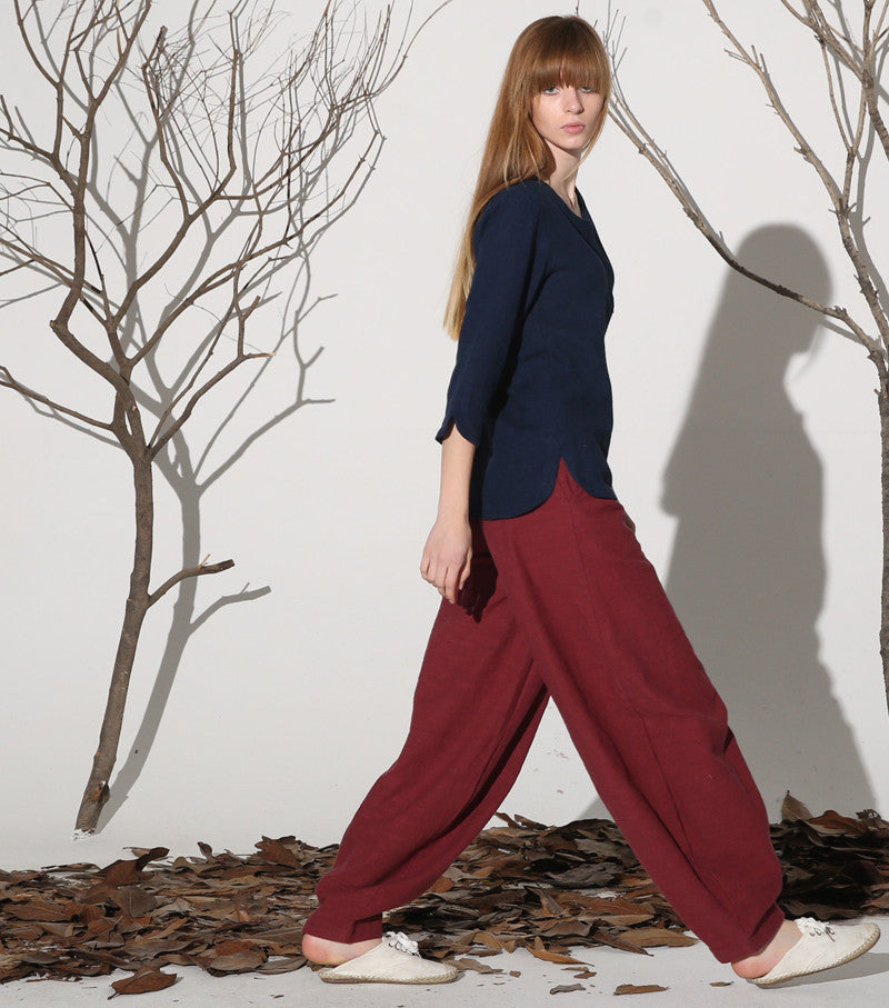 Red linen pants, baggy pants for women - Handmade by xiaolizi studio –  XiaoLizi