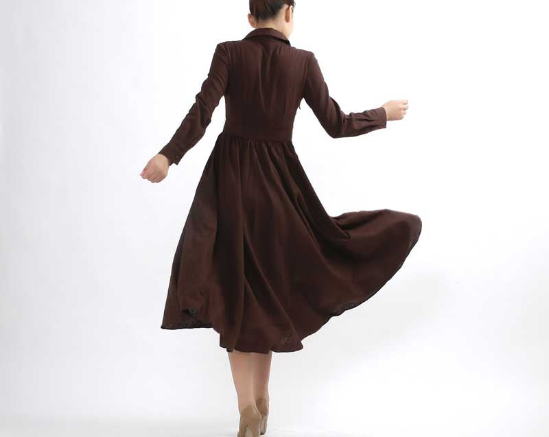 Dark brown maxi linen dress 0304# Xiaolizi Dark brown maxi linen dress 0304# Xiaolizi
