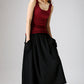 Black skirt Maxi women skirt elastic waist linen skirt 0898#