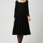 Long Black Wool Midi Dress (1126)