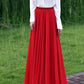 Red Long Swing Chiffon Skirt 2945