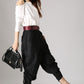 Casual Black pants woman long linen trousers 0850#