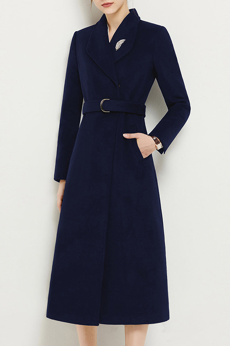 Women Long Black Wool Coat 3954
