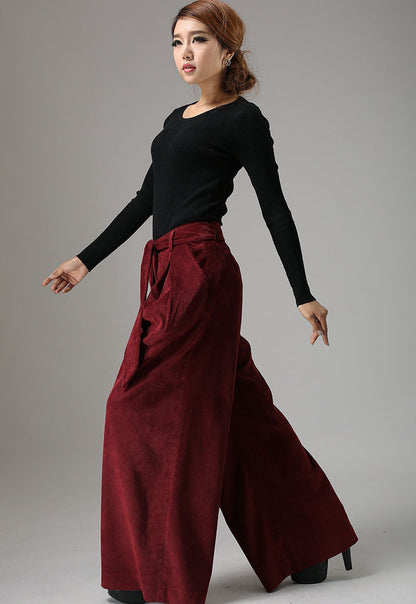 Corduroy wild leg palazzo pants 0749#