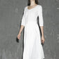 White linen dress maxi dress women dress long prom dress(1306)