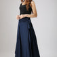 Custom made linen wrap skirt for women in blue 0874#