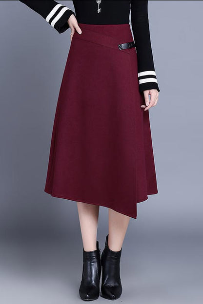 Irregular a-line skirt with high waist S003