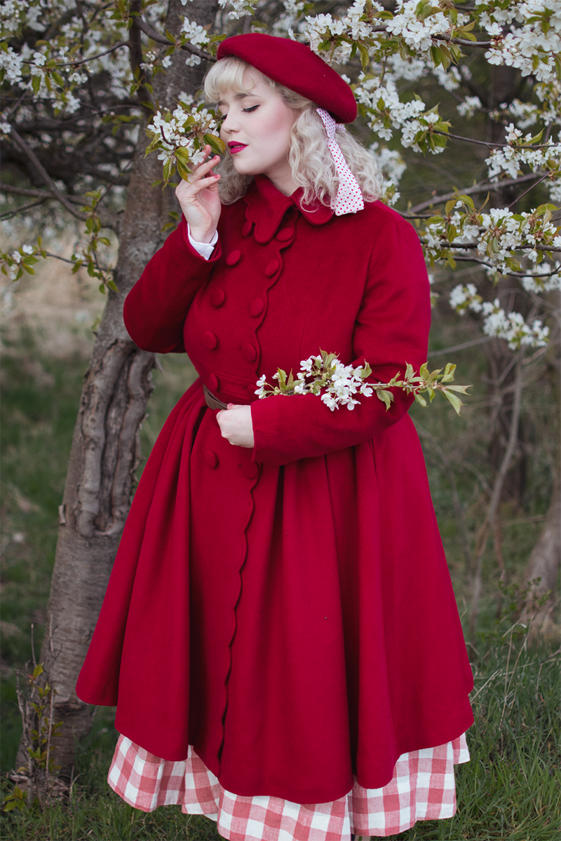 Winter Princess Red Double-breasted Wool Coat 3577