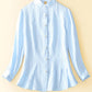 Summer Long Sleeve Shirt Women Casual Linen Tops 3657