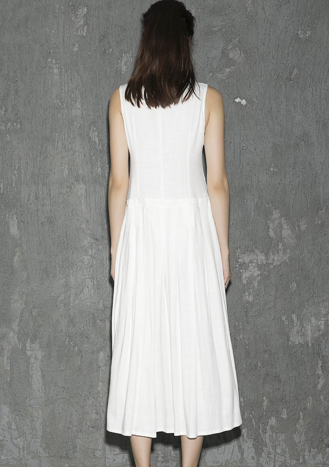 White linen dress maxi dress women dress long prom dress(1308)
