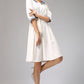 White linen dress with collar and elbow length sleeves (675)
