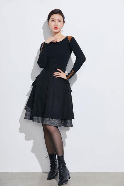 Vintage Wool Short Skirt – Handmade Fit & Flare Above Knee | Xiaolizi 2328