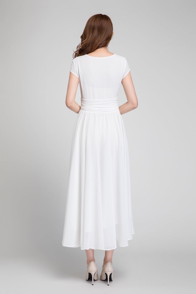 White empire waist fit and flare dress 1877