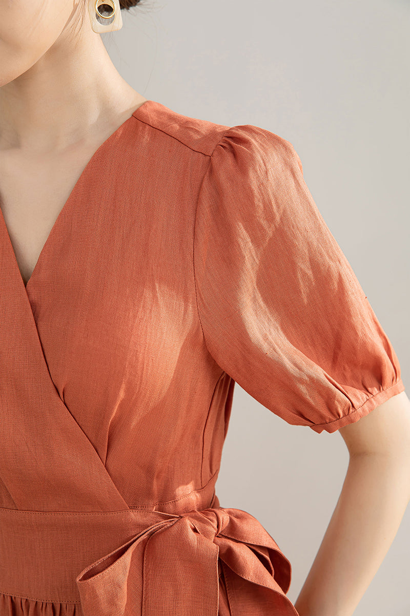 orange silk wrap dress Neon Orange Silk True Wrap Mini Dress