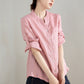 Long Sleeve Pink Linen Shirt 4204