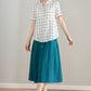 White and Black Plaid Linen Shirt 4206